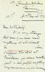 Image of Case 1106 8. Letter from the Barnes Ladies Association 31 March 1892
 page 1