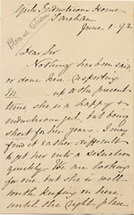Image of Case 1106 11. Letter from the Girls Industrial Home, Fareham 1 June 1893
 page 1