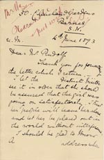 Image of Case 1106 12. Letter from the Barnes Ladies Association 4 June 1893
 page 1