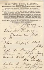Image of Case 1106 14. Excerpt of letter from Girls Industrial Home, Fareham 20 September 1893
 page 1