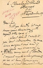 Image of Case 1138 6. Letter from Mrs C. Jonas, Barnes Ladies Association 19 September 1887
 page 1