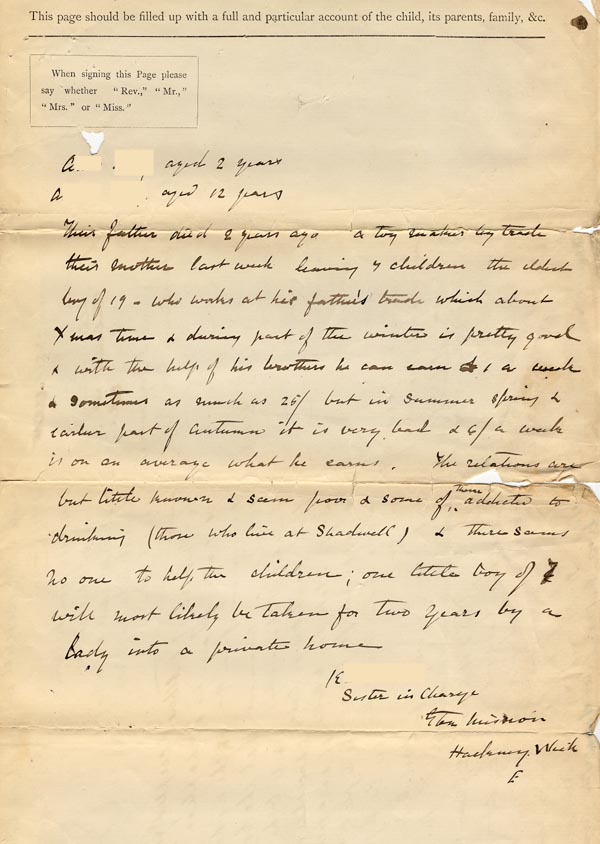 Large size image of Case 1214 1. Application to Waifs and Strays' Society 11 September 1888
 page 3