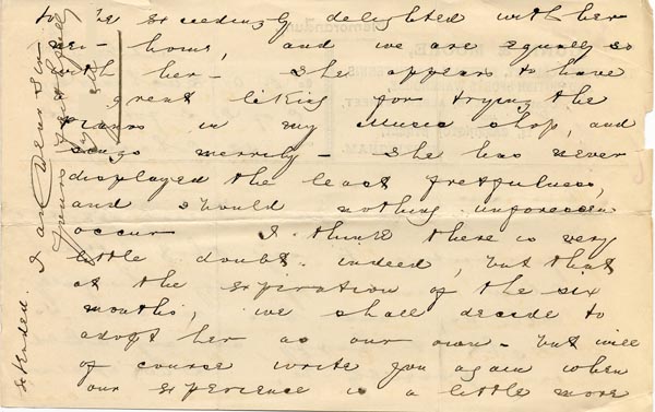 Large size image of Case 1214 7. Statement signed by adoptive father 7 February 1888
 page 2