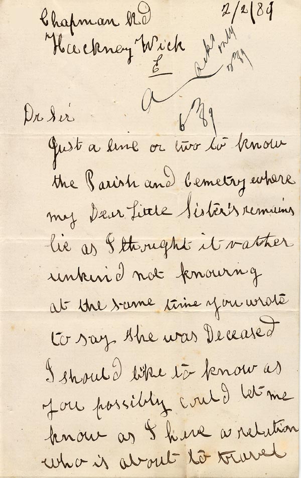 Large size image of Case 1214 21. Letter from A's brother 2 February 1889
 page 1