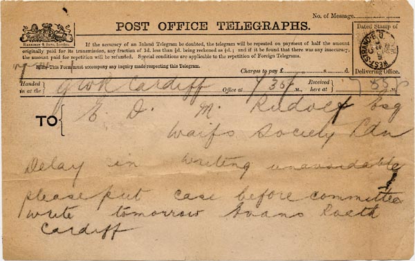 Large size image of Case 1265 6. Telegraph to Mr Rudolf 21 March 1889
 page 1