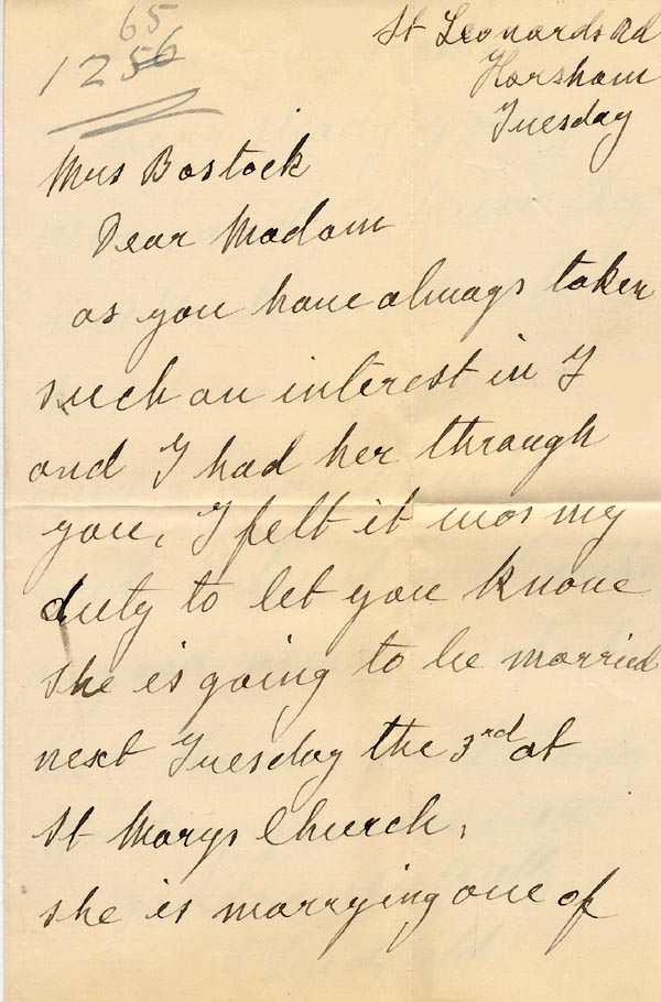 Large size image of Case 1265 13. Letter from Mr W.  17 February 1916
 page 1