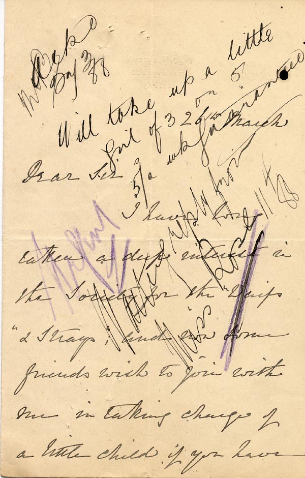 Large size image of Case 1294 2. Letter from Mrs Bere 26 March 1888
 page 1
