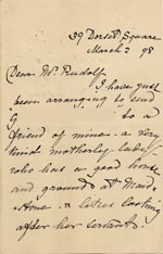 Image of Case 1294 17. Letter from E.E. Maingay, Hon. Sec. to Revd Edward Rudolf  2 March 1898
 page 1