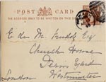Image of Case 1294 22. Postcard from Miss Lamb, Guildford Home to Revd Edward Rudolf  19 April 1898
 page 1