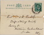 Image of Case 1294 30. Postcard from Mrs Bere to Revd Edward Rudolf  12 January 1902
 page 1