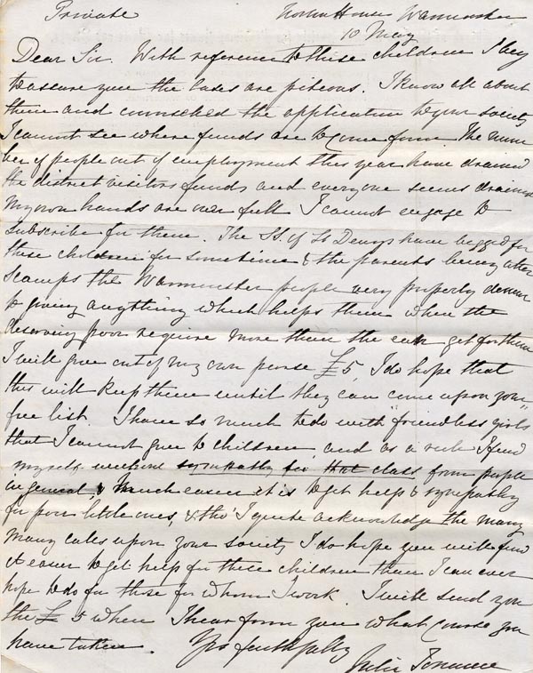Large size image of Case 1372 3. Letter from Norton House, Warminster 10 May 1888
 page 1