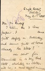 Image of Case 1372 6. Letter from Knoyle Cottage 21 May 1888
 page 1