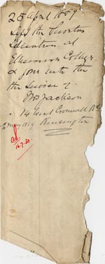 Image of Case 1372 12. Note possibly from another case file 25 April 1889
 page 1