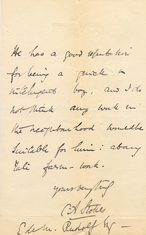 Large size image of Case 1399 10. Letter from the Great Waldingfield Rectory 8 May 1893
 page 2