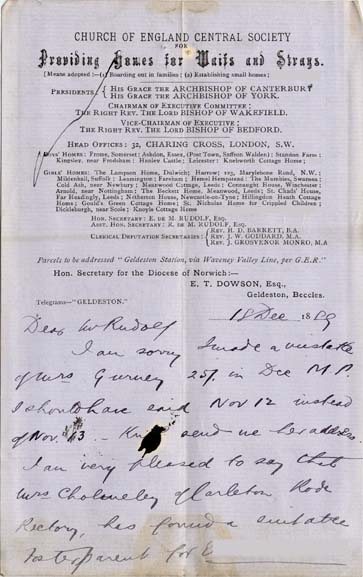 Large size image of Case 2258 3. Letter from Beccles, Suffolk 18 December 1889
 page 1