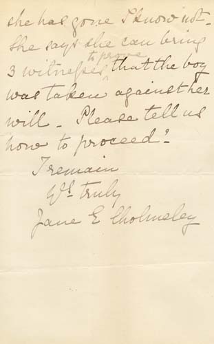 Large size image of Case 2258 4. Letter from Miss Cholmeley 15 March 1892
 page 3