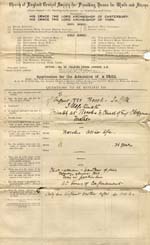 Image of Case 2258 1. Application to Waifs and Strays' Society 23 October 1889
 page 1