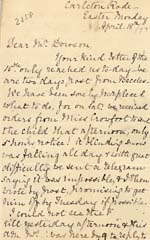 Image of Case 2258 7. Letter from Miss Fell  18 April 1892
 page 1
