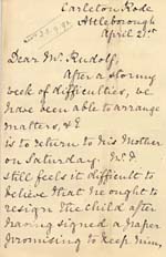 Image of Case 2258 9. Letter from Miss Fell  21 April 1892
 page 1