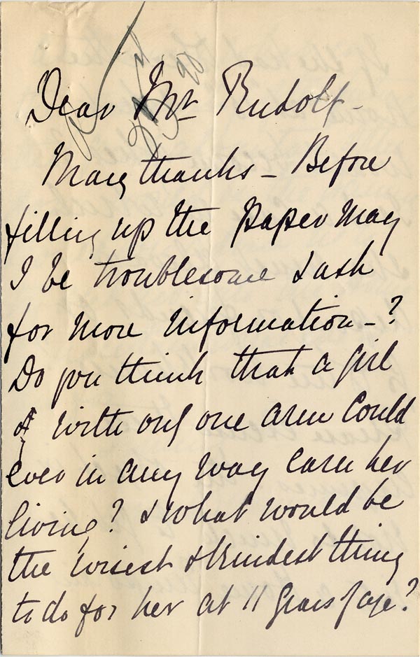 Large size image of Case 2434 3. Letter from Miss D. c. 23 April 1890
 page 1