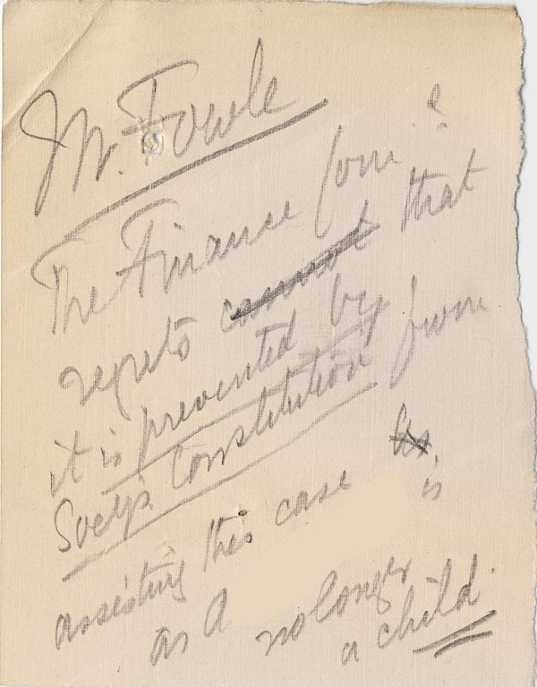 Large size image of Case 2434 17. Note to Mr Fowle c. January 1905
 page 1
