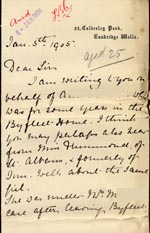 Image of Case 2434 13. Letter from Miss Whitlock  5 January 1905
 page 1