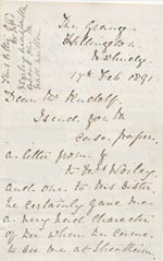 Image of Case 2716 7. Letter from Mrs Fenton 17 February 1891
 page 1