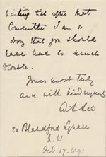 Image of Case 2716 8. Letter to Mrs Fenton 17 February 1891
 page 3