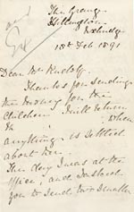 Image of Case 2716 9. Letter from Mrs Fenton 18 February 1891
 page 1