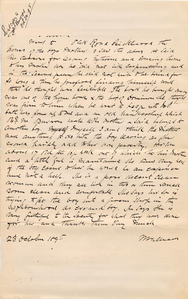 Large size image of Case 2835 9. Report about A. 23 October 1895
 page 1