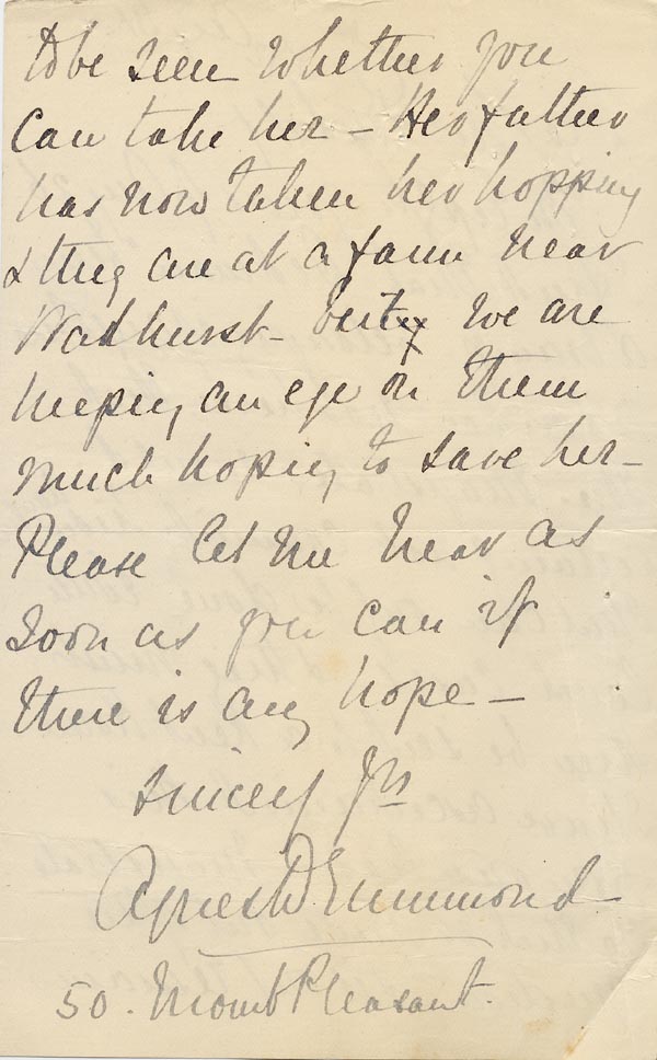 Large size image of Case 3271 3. Letter from Mr Drummond to Edward Rudolf  31 August 1892
 page 2