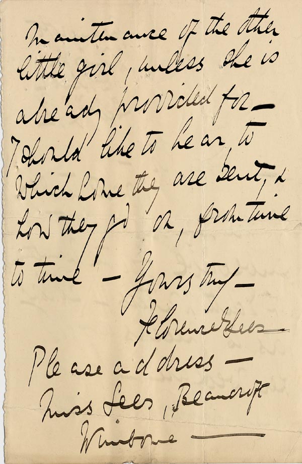 Large size image of Case 3271 4. Letter from Miss Lees to Edward Rudolf  28 February 1895
 page 2
