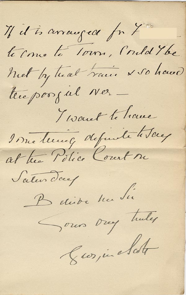 Large size image of Case 3271 9. Letter from F's employer, Miss G. Scott to Edward Rudolf  19 January 1907
 page 3