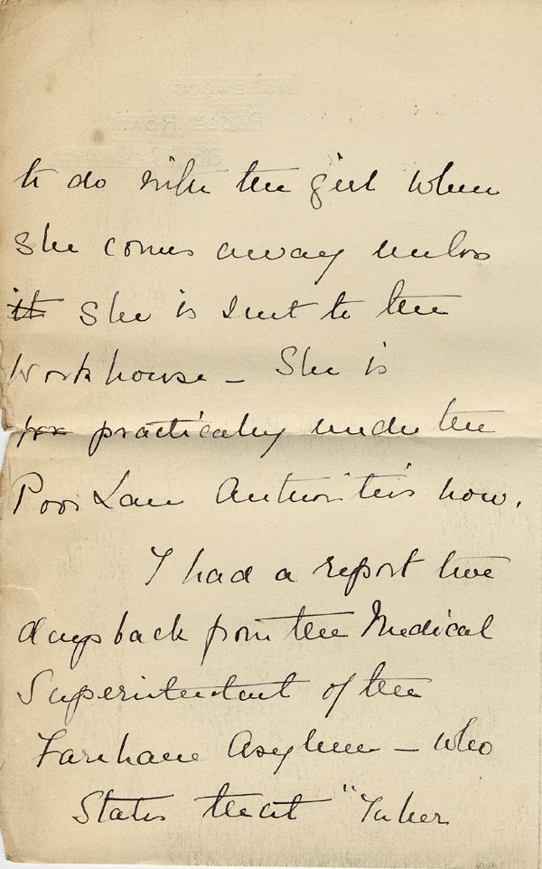 Large size image of Case 3271 14. Letter from F's employer, Miss G. Scott to Edward Rudolf  30 January 1907
 page 2
