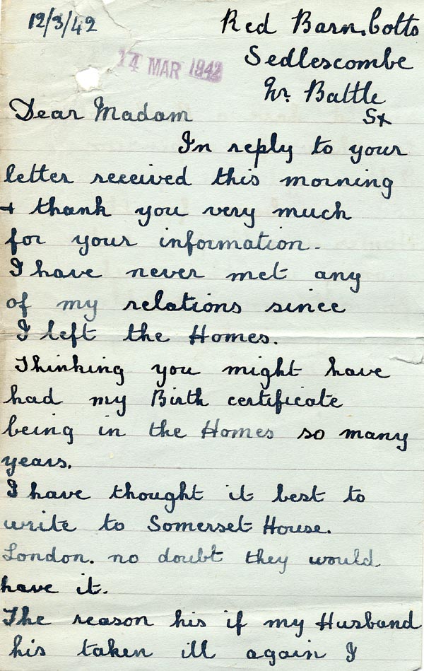Large size image of Case 3271 66. Letter from F. 12 March 1942
 page 1