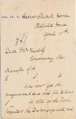 Image of Case 3271 6. Letter from Harrow Church Home to Edward Rudolf  11 April 1896
 page 1