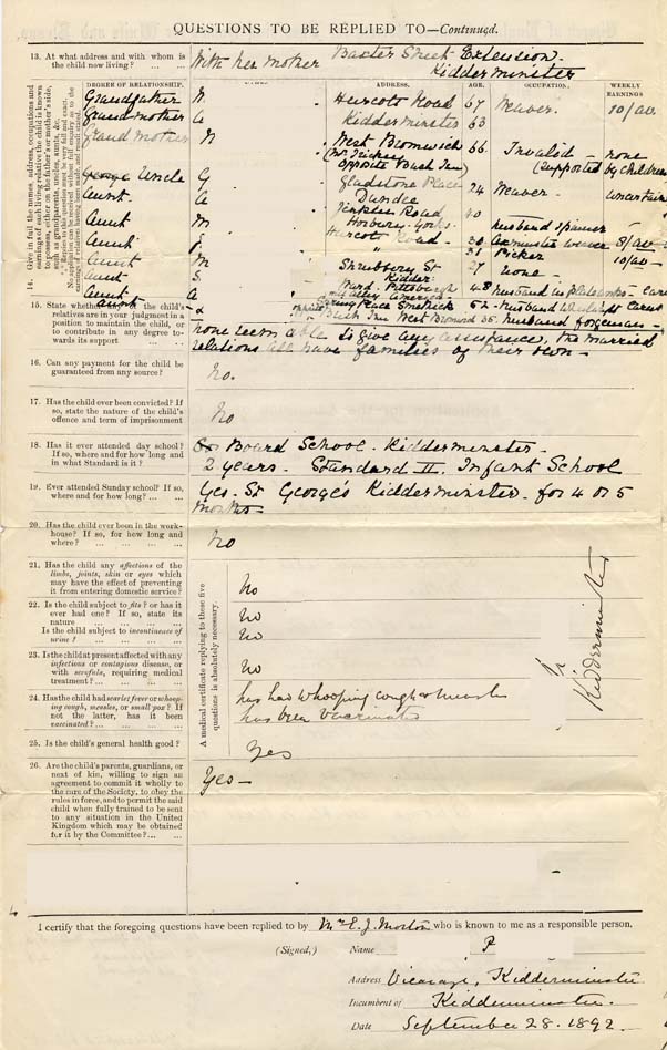 Large size image of Case 3326 1. Application to Waifs and Strays' Society 28 September 1892
 page 2