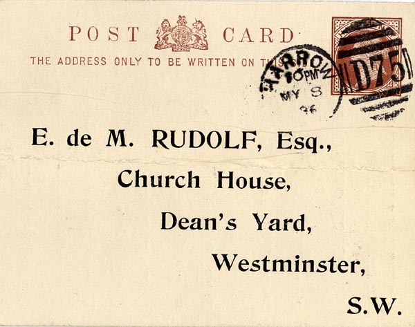 Large size image of Case 3574 5. Notice of Discharge from Harrow 8 May 1896
 page 1