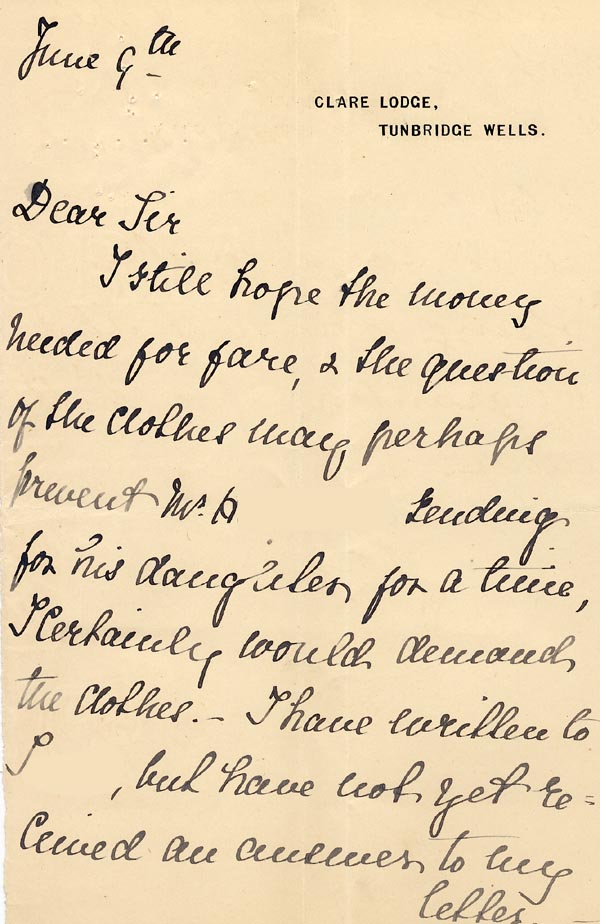 Large size image of Case 3574 8. Letter from Mrs Rogers 9 June 1896
 page 1