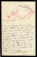 Image of Case 3583 9. Letter from Henry Vaughan to Edward Rudolf  26 September 1900
 page 1