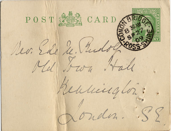 Large size image of Case 3622 8. Postcard from from Miss Cox 25 September 1909
 page 1