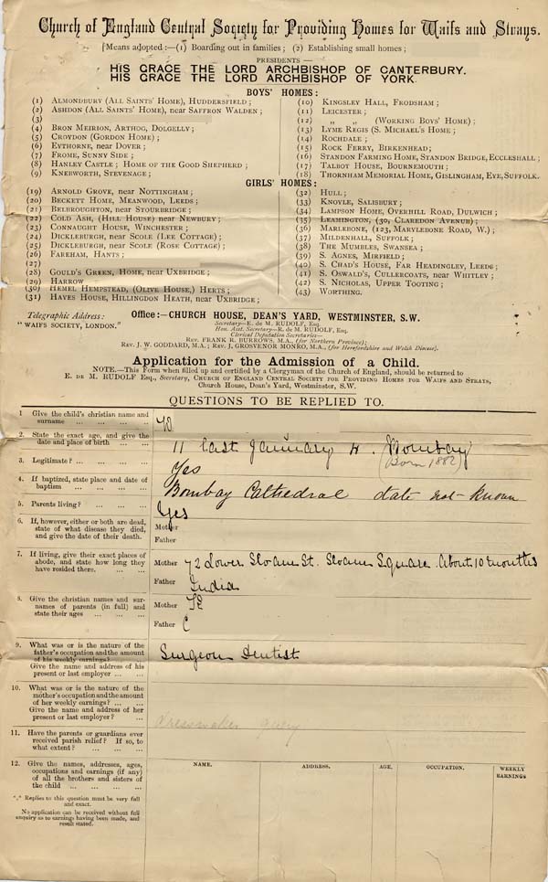 Large size image of Case 3623 2. Application to Waifs and Strays' Society (W) c. May 1893
 page 1