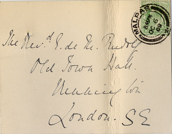 Large size image of Case 3623 10. Postcard from from Miss Cox 6 October 1909
 page 1
