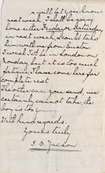 Image of Case 3623 3. Letter from S.B. Jacson of Kingsley Hall 11 May 1893
 page 2