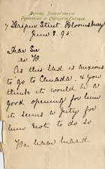 Image of Case 3623 5. Letter from National Society for the Prevention of Cruelty of Children 8 June 1895
 page 1