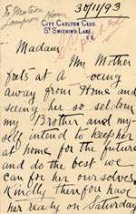 Image of Case 3628 2. Letter from A's brother 30 November 1893
 page 1