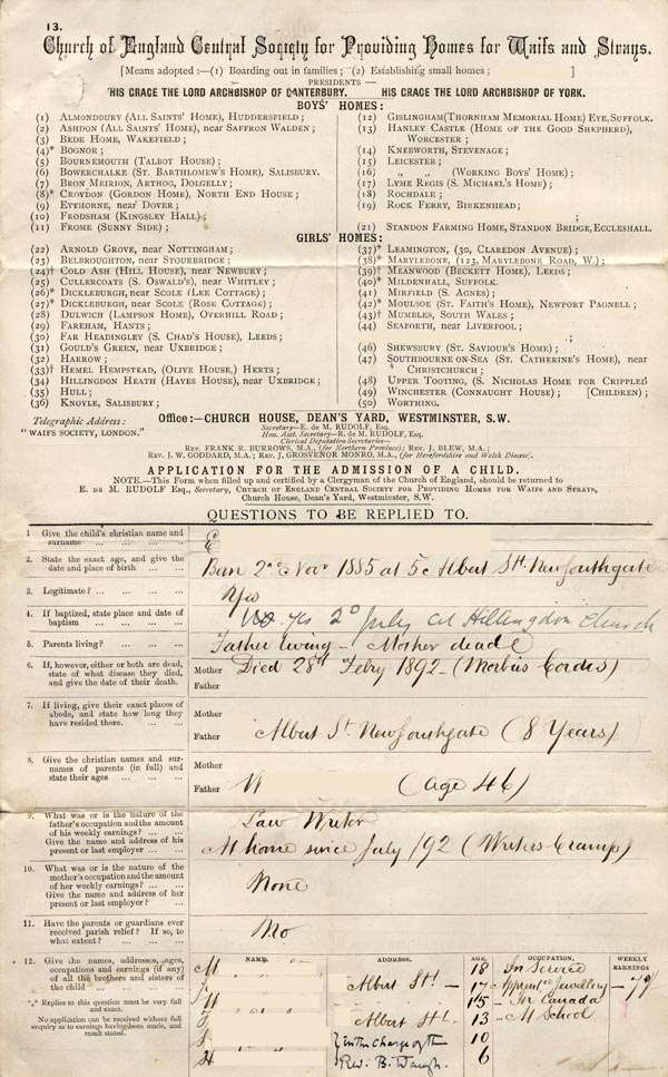 Large size image of Case 3737 1. Application to Waifs and Strays' Society  31 May 1893
 page 1