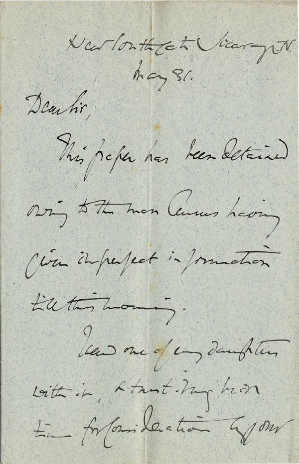Large size image of Case 3737 3. Letter from New Southgate vicarage 31 May 1893
 page 1