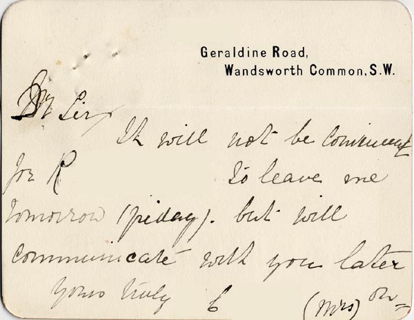 Image of Case 3821 11. Letter from Mrs C. c.10 November 1899
 page 1