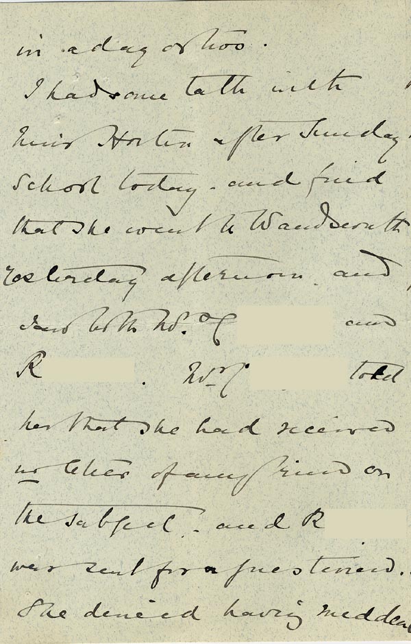 Image of Case 3821 13. Letter from Mrs Blatch 12 November 1899
 page 2